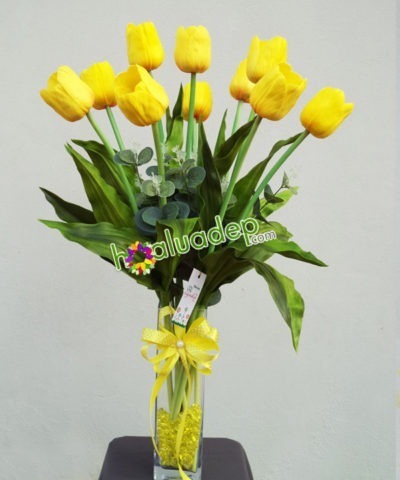Hoa lụa, hoa giả Uyên shop, Hoa Tulip vàng
